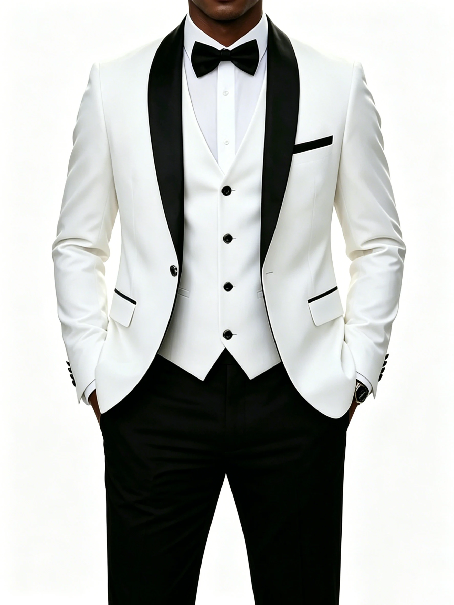 ( Blazer + Vest + Pants ) Men's 3 Piece White Tuxedo Suit Slim Fit Shawl Lapel Blazer Vest Pants for Wedding Groom Formal Party
( Blazer + Vest + Pants ) Men's 3 Piece White Tuxedo Suit Slim Fit Shawl Lapel Blazer Vest Pants for Wedding Groom Formal Party