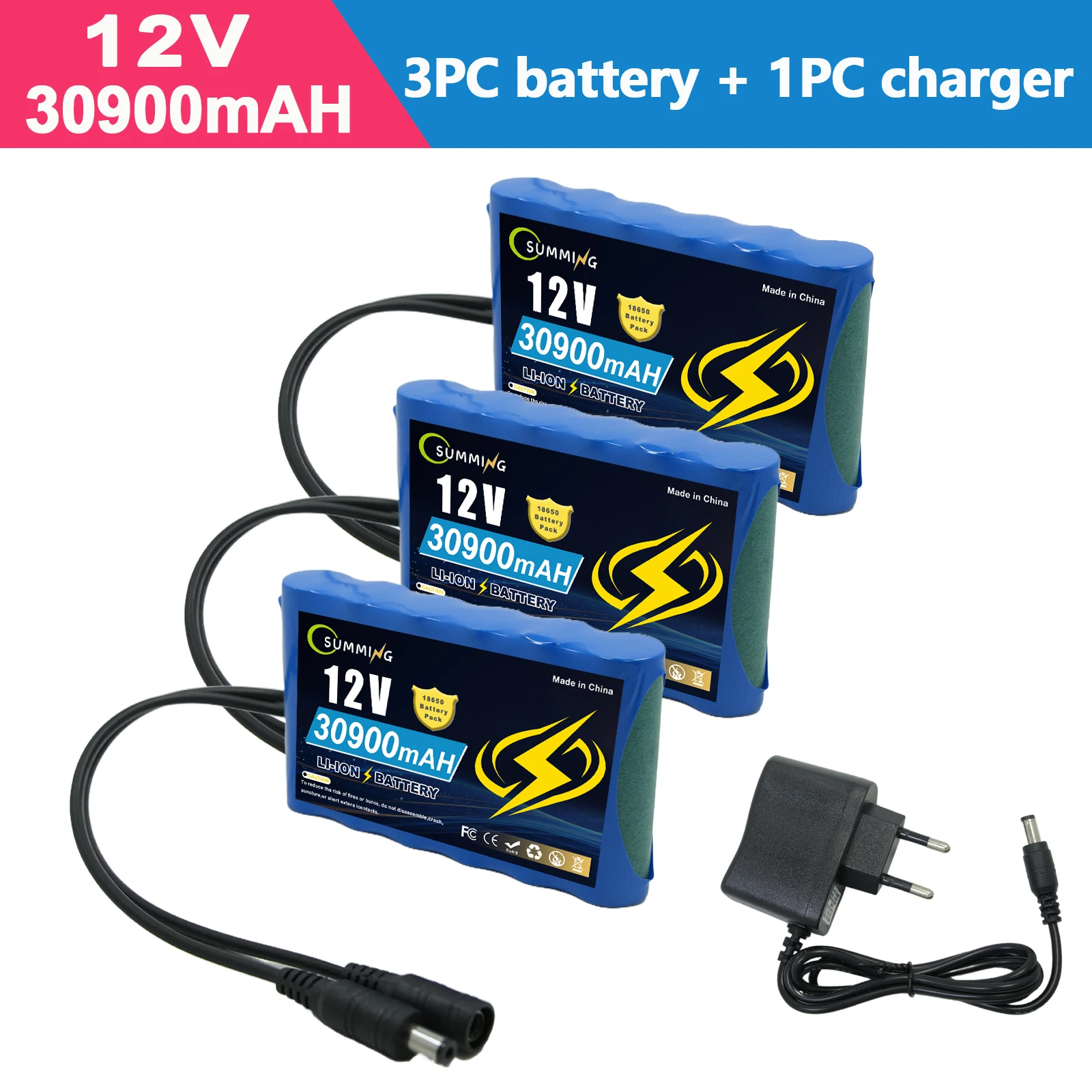 12V 30900mah Rechargeable Battery Pack Lithium Ion DC 12.6v Battery For LED Lamp Light Backup Powe Etc,CCTV Cam Monitor+Charger
12V 30900mah Rechargeable Battery Pack Lithium Ion DC 12.6v Battery For LED Lamp Light Backup Powe Etc,CCTV Cam Monitor+Charger