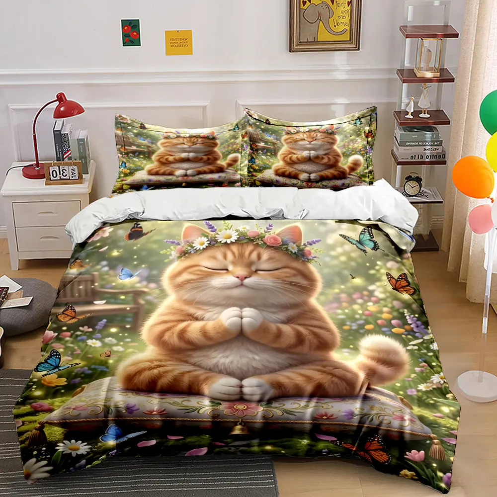 Meditating Cat in Butterfly Garden Print Bedding Set 1 Duvet Cover 2 Pillowcases for Adult and Children Luxury Gift Full Size
Meditating Cat in Butterfly Garden Print Bedding Set 1 Duvet Cover 2 Pillowcases for Adult and Children Luxury Gift Full Size