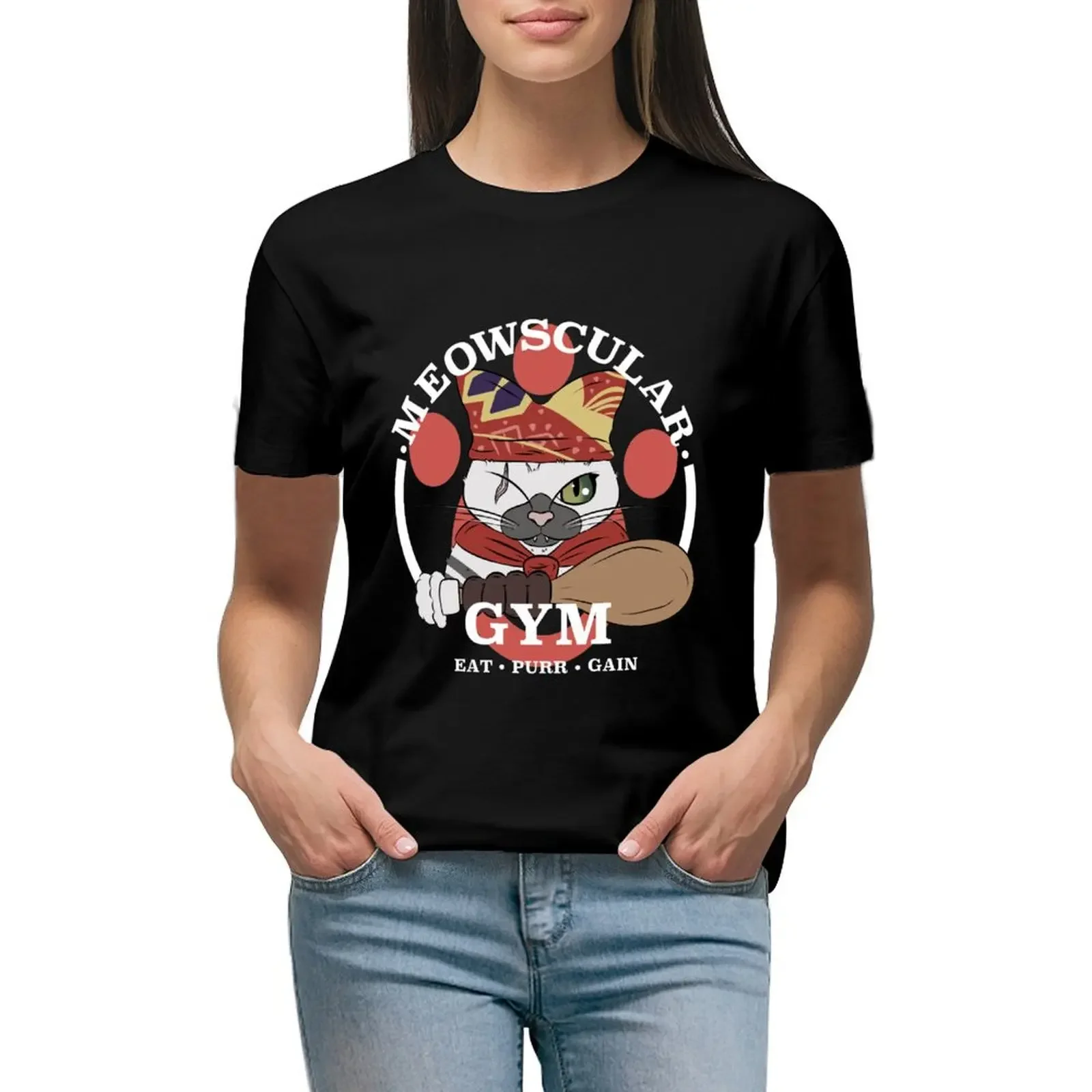 Meowscular Gym T-Shirt customs design your own blacks t-shirts for Women graphic tees funny
Meowscular Gym T-Shirt customs design your own blacks t-shirts for Women graphic tees funny