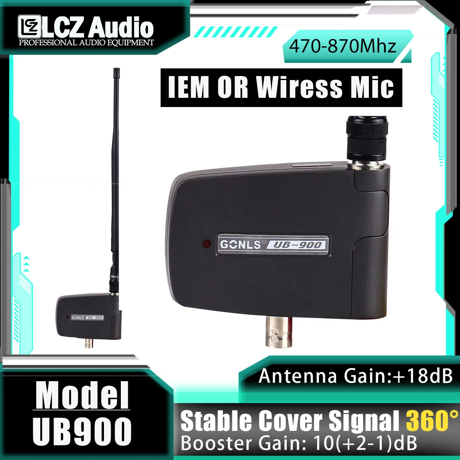 LCZ AUDIO UB900 Antenna Booster For Both Wireless Mic And In Ear Monitor 2PCS 470-870Mhz Antenna Distribution System
LCZ AUDIO UB900 Antenna Booster For Both Wireless Mic And In Ear Monitor 2PCS 470-870Mhz Antenna Distribution System