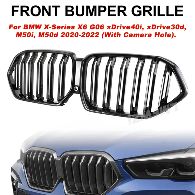 For BMW X6-Series G06 xDrive40i xDrive30d M50i M50d (With Camera Hole) 2020-2022 Front Bumper Grille Grill Generic
For BMW X6-Series G06 xDrive40i xDrive30d M50i M50d (With Camera Hole) 2020-2022 Front Bumper Grille Grill Generic