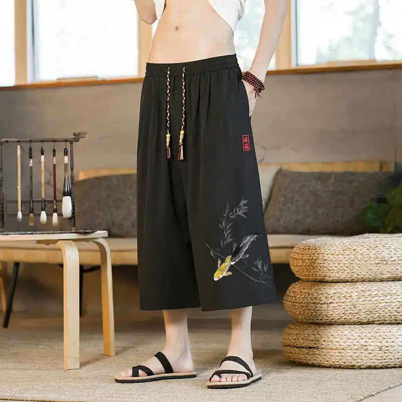 New Chinese Style Printed Casual Beach Pants Men's Loose Wide Leg Seven-Foot Pants Harlan Pants Polyester Fiber Sporty Style
New Chinese Style Printed Casual Beach Pants Men's Loose Wide Leg Seven-Foot Pants Harlan Pants Polyester Fiber Sporty Style