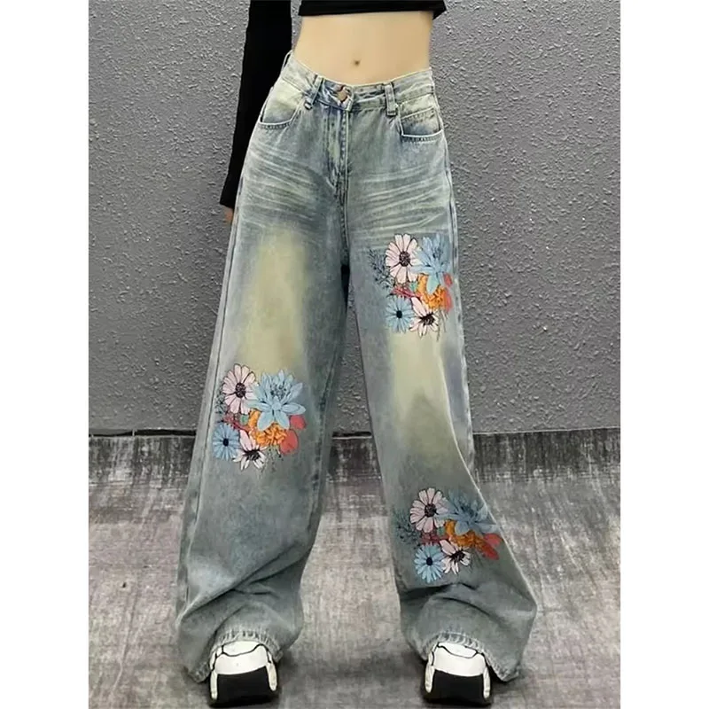 Printed Waisted Straight-Leg Denim Jeans Women's Loose-Fit 2025 Spring Autumn New Casual Trousers Floor Length Cowboy Pants
Printed Waisted Straight-Leg Denim Jeans Women's Loose-Fit 2025 Spring Autumn New Casual Trousers Floor Length Cowboy Pants