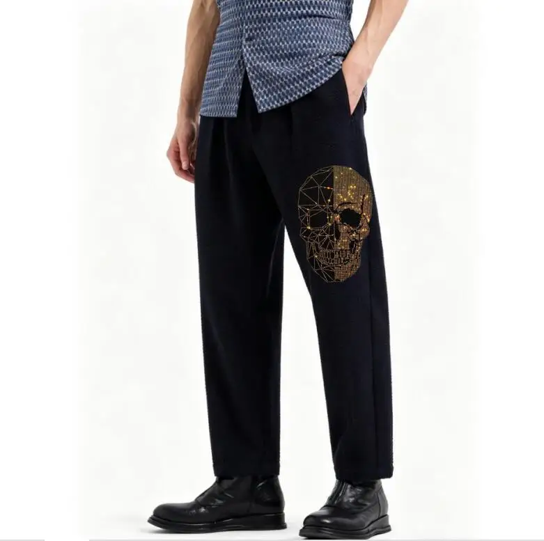 Men's Rhinestones Skull Anime Graphic Slim Fit Casual Pants High Quality Streetwear Trousers for Fashionable Wear
Men's Rhinestones Skull Anime Graphic Slim Fit Casual Pants High Quality Streetwear Trousers for Fashionable Wear