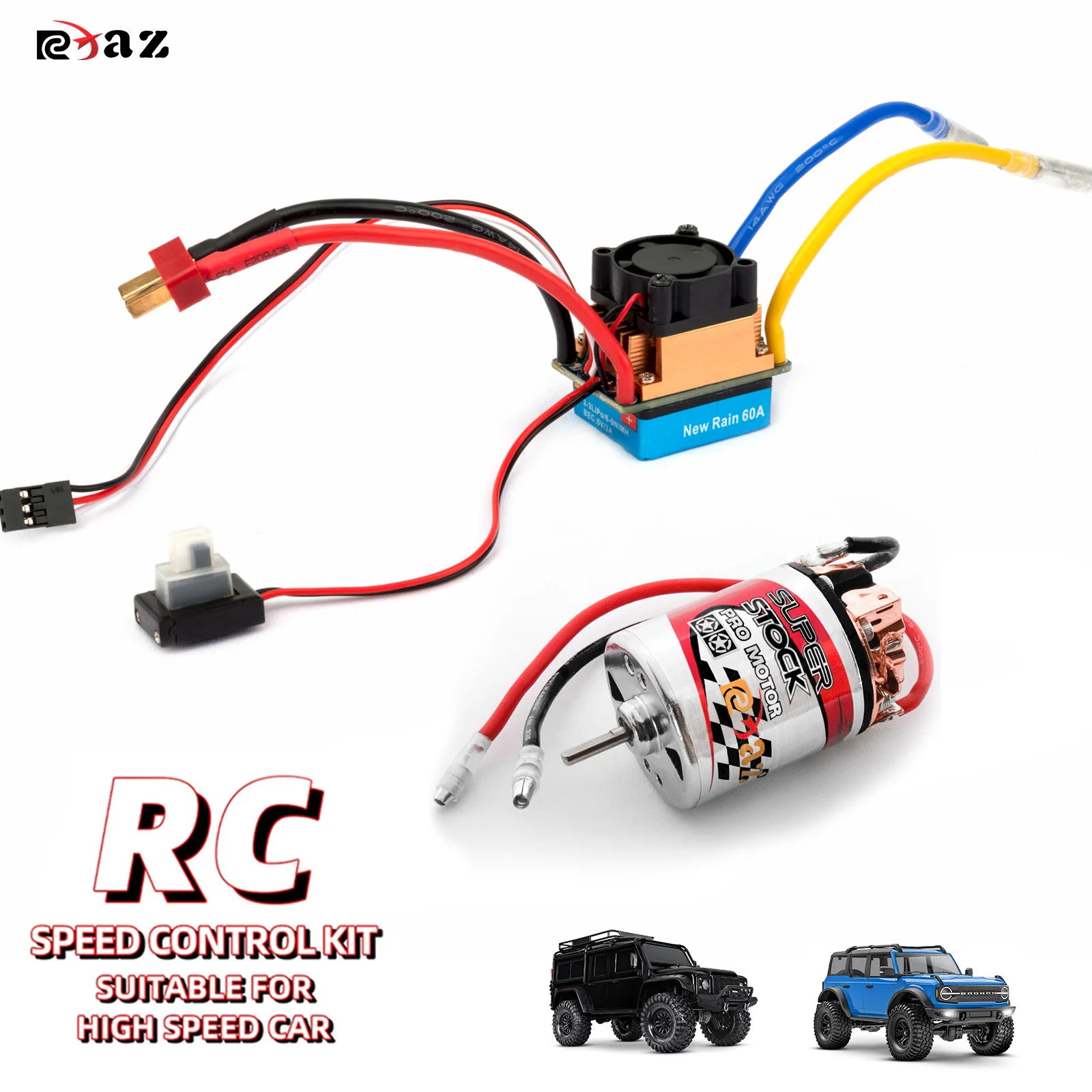 RCXAZ 540 Brushed Motor Waterproof 12T 17T 22T 29T 40T 480A ESC for 1:10 RC Car Crawler Axial SCX10 AXI03007 90046 Redcat Gen8
RCXAZ 540 Brushed Motor Waterproof 12T 17T 22T 29T 40T 480A ESC for 1:10 RC Car Crawler Axial SCX10 AXI03007 90046 Redcat Gen8