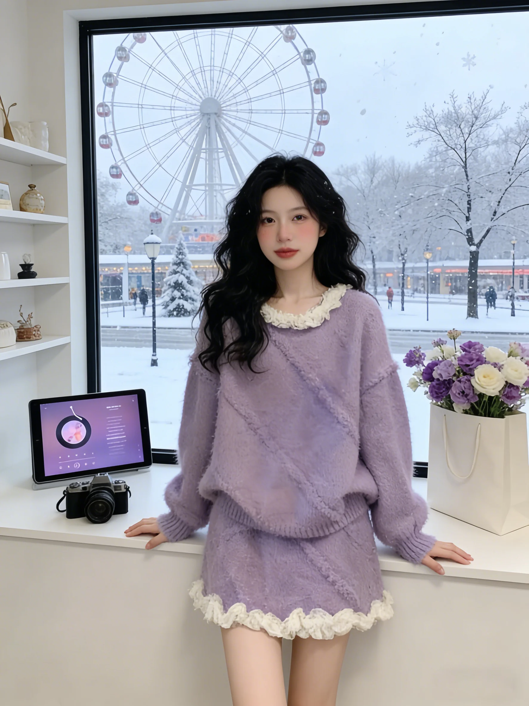 Ladies Soft Style Knitted Sweater And A-Line Skirt Set Purple Lace Spring Autumn Casual Comfortable Warm Fashionable
Ladies Soft Style Knitted Sweater And A-Line Skirt Set Purple Lace Spring Autumn Casual Comfortable Warm Fashionable