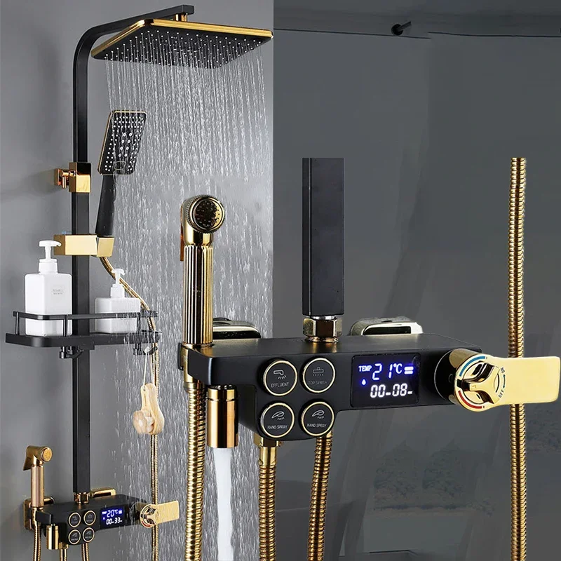 A Hot Sale Bathroom Faucet Thermostatic LED Bathroom Brass Pressurized Rain Bathtub Shower System Set
A Hot Sale Bathroom Faucet Thermostatic LED Bathroom Brass Pressurized Rain Bathtub Shower System Set