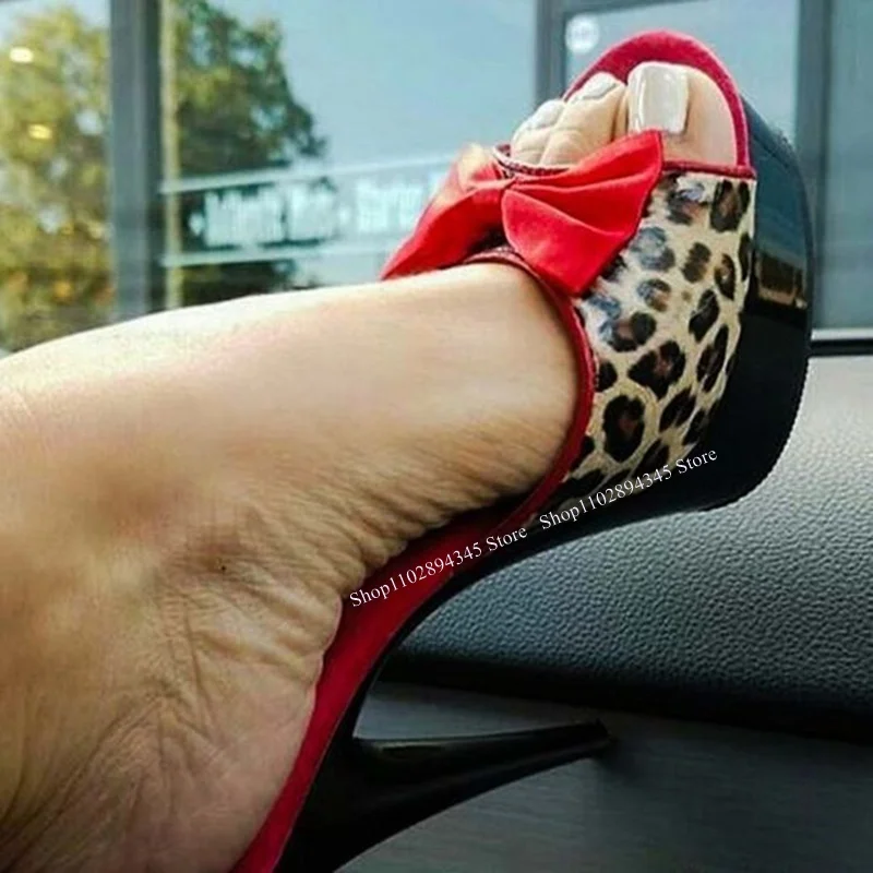 Leopard Bow Knot Slip On Sandals Thin High Heel Peep Toe Fashionable Sexy Cool Summer Big Size Woman Shoes Zapatillas Mujer
Leopard Bow Knot Slip On Sandals Thin High Heel Peep Toe Fashionable Sexy Cool Summer Big Size Woman Shoes Zapatillas Mujer