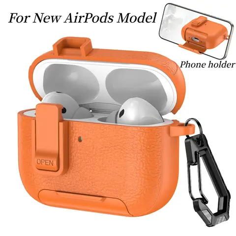 Phone Holder cortex Case For AirPods Pro 3  Bluetooth headset Cover For AirPods Pro 2 or AirPods 1 2 3 4 Pro Case With Hook