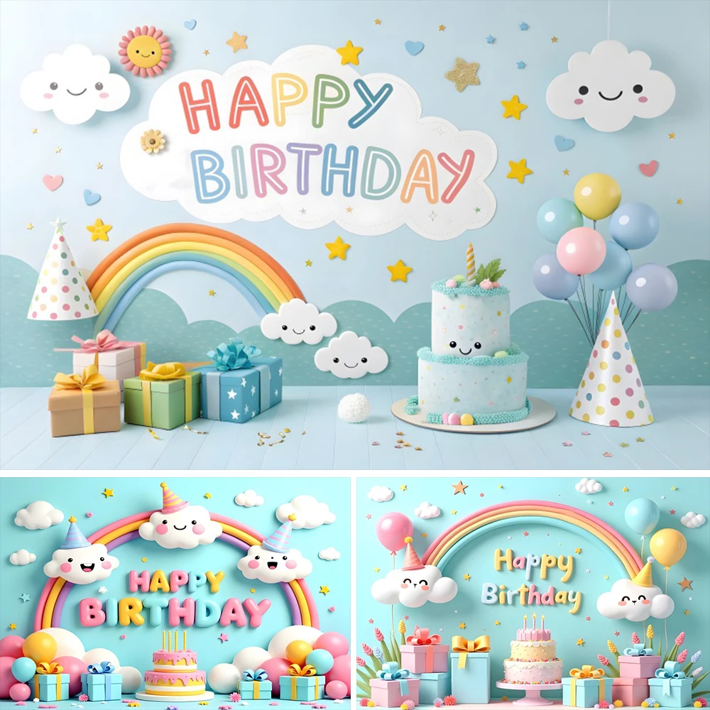 Rainbow Girl Birthday Backdrop Colorful Balloons White Cloud Gold Star Baby Shower Party Cake Smash Decor Photography Background
Rainbow Girl Birthday Backdrop Colorful Balloons White Cloud Gold Star Baby Shower Party Cake Smash Decor Photography Background