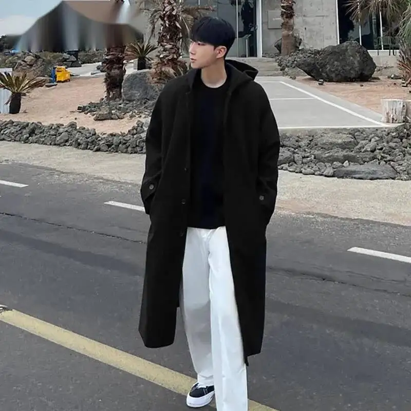 New Autumn Men's Woolen Coats Solid Color Hooded Casual Korean Style Overknee Sinlgle Breasted Loose Male Overcoats 9X09HQ
New Autumn Men's Woolen Coats Solid Color Hooded Casual Korean Style Overknee Sinlgle Breasted Loose Male Overcoats 9X09HQ