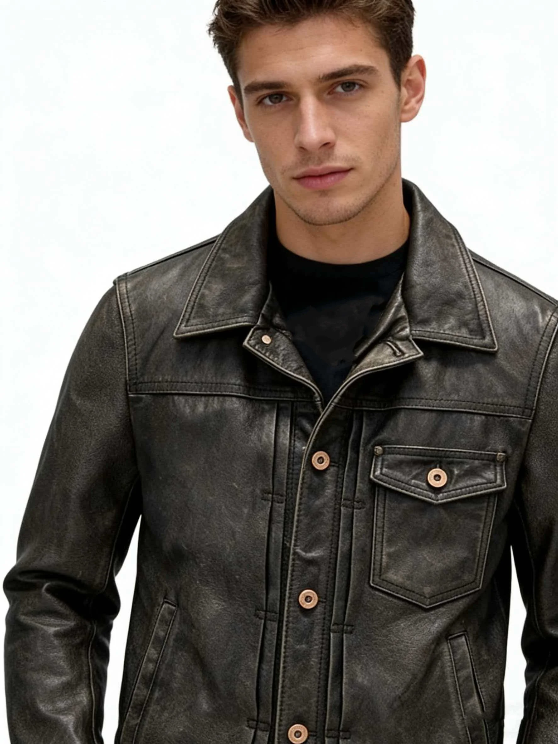 Black Spring Leather Jacket Men Vintage Style Plus Size 5XL Genuine Natural Cowhide Turn-Down Collar Single Breasted Coat
Black Spring Leather Jacket Men Vintage Style Plus Size 5XL Genuine Natural Cowhide Turn-Down Collar Single Breasted Coat