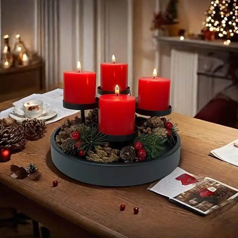 Рождественские подсвечники, 4-слотовый круглый поднос, металлический подсвечник, центральные украшения для рождественского стола для праздничных украшений
Рождественские подсвечники, 4-слотовый круглый поднос, металлический подсвечник, центральные украшения для рождественского стола для праздничных украшений