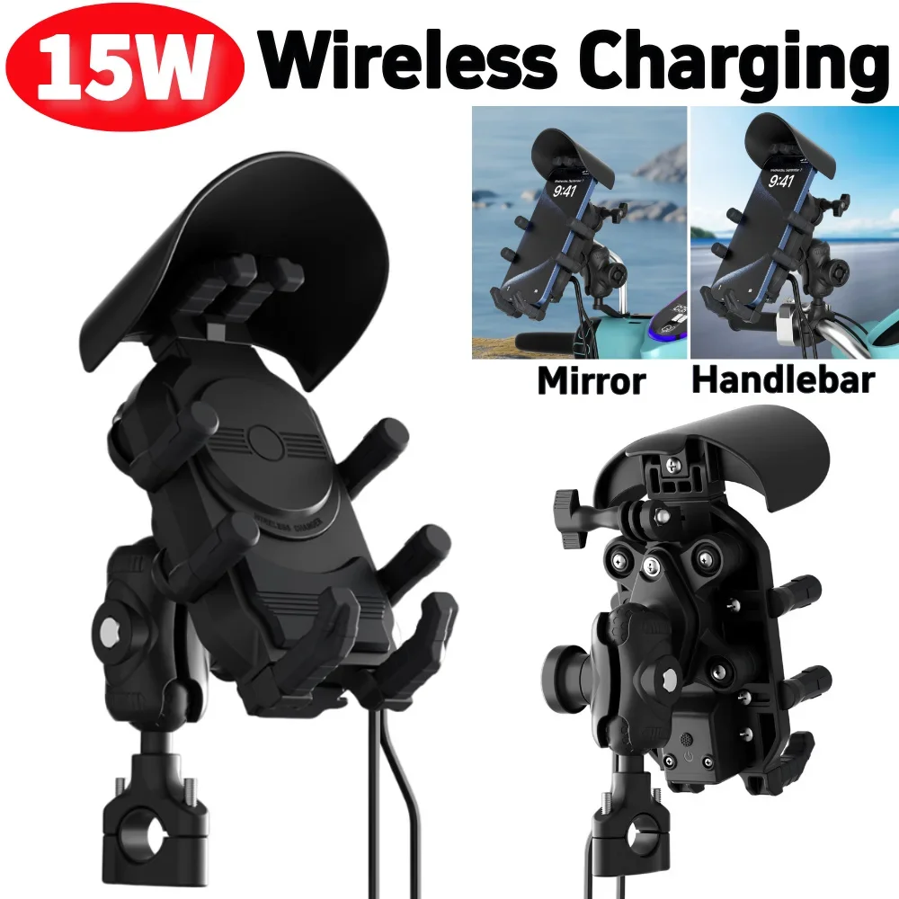 15W Motorcycle Bicycle Wireless Charger Phone Holder Stand 360° Rotation Waterproof Handlebar Mount Bracket Shockproof With Hat
15W Motorcycle Bicycle Wireless Charger Phone Holder Stand 360° Rotation Waterproof Handlebar Mount Bracket Shockproof With Hat