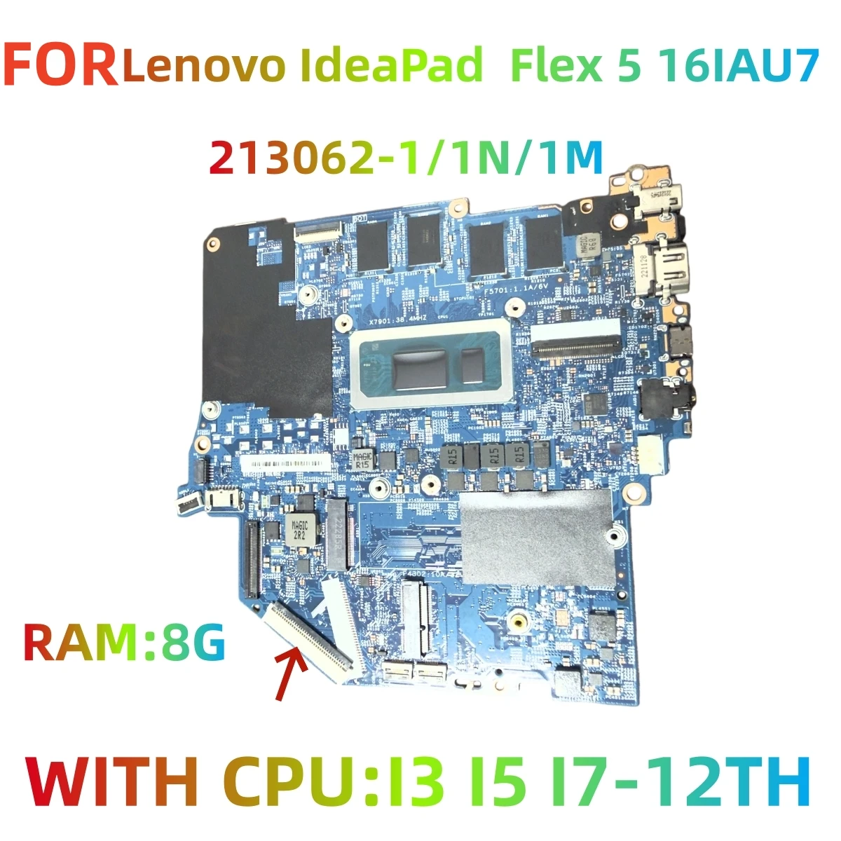 Материнская плата 213062-1/1N/1M для ноутбука Lenovo IdeaPad Flex 5 14IAU7/16IAU7 с процессором I3 I5 I7-12TH, оперативная память: 8 ГБ, 100% протестирована и отправлена.
Материнская плата 213062-1/1N/1M для ноутбука Lenovo IdeaPad Flex 5 14IAU7/16IAU7 с процессором I3 I5 I7-12TH, оперативная память: 8 ГБ, 100% протестирована и отправлена.