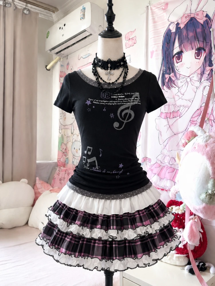 Gothic Punk Retro 2 Piece Outfits Women Piano Print T-shirt + Mini Skirt Subculture Harajuku Y2k Street Fashion Suits
Gothic Punk Retro 2 Piece Outfits Women Piano Print T-shirt + Mini Skirt Subculture Harajuku Y2k Street Fashion Suits