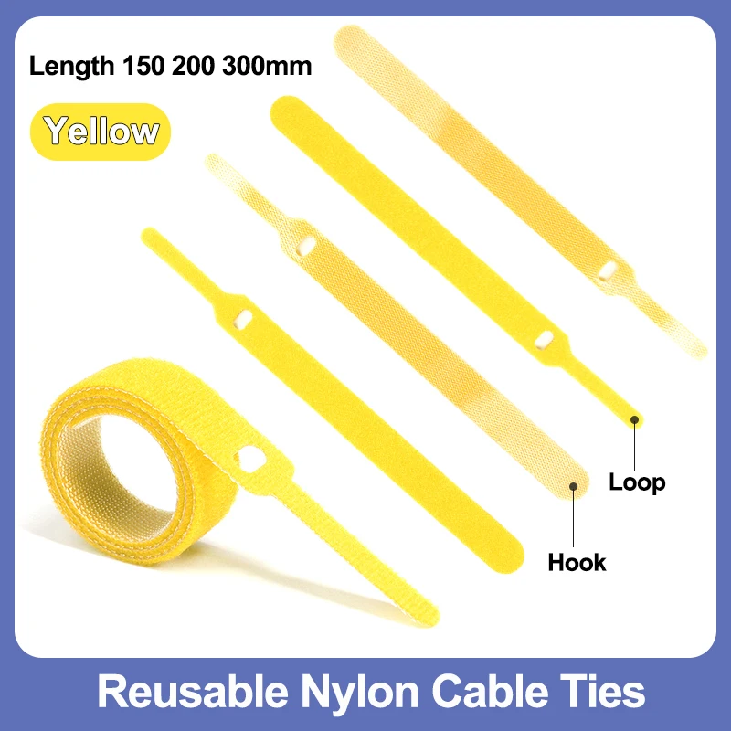 Yellow Reusable Nylon Cable Ties 150 200 300mm Adjustable Cord Ties Fastener Wire Management Straps Hook Loop Cord Organizer Tie
Yellow Reusable Nylon Cable Ties 150 200 300mm Adjustable Cord Ties Fastener Wire Management Straps Hook Loop Cord Organizer Tie