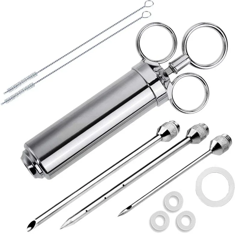 304 Stainless Steel Meat Marinade Injector Needle For BBQ Cooking Liquid Seasoning Basting Tool With Refillable Syringe Design
304 Stainless Steel Meat Marinade Injector Needle For BBQ Cooking Liquid Seasoning Basting Tool With Refillable Syringe Design