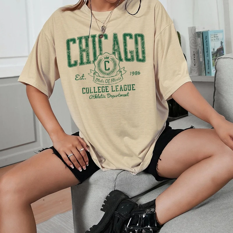 Chicago Letter Print Oversized Retro College T-Shirt Fashion Sports Graphic Tee Shirt Woman Vintage Streetwear Tshirt Grunge Top
Chicago Letter Print Oversized Retro College T-Shirt Fashion Sports Graphic Tee Shirt Woman Vintage Streetwear Tshirt Grunge Top