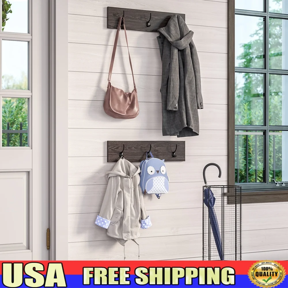 2pc Wall Mount Coat Rack Organizer with 3 Double Hooks Weathered Woodgrain Ideal Entryway Mudroom Storage Solution
2pc Wall Mount Coat Rack Organizer with 3 Double Hooks Weathered Woodgrain Ideal Entryway Mudroom Storage Solution