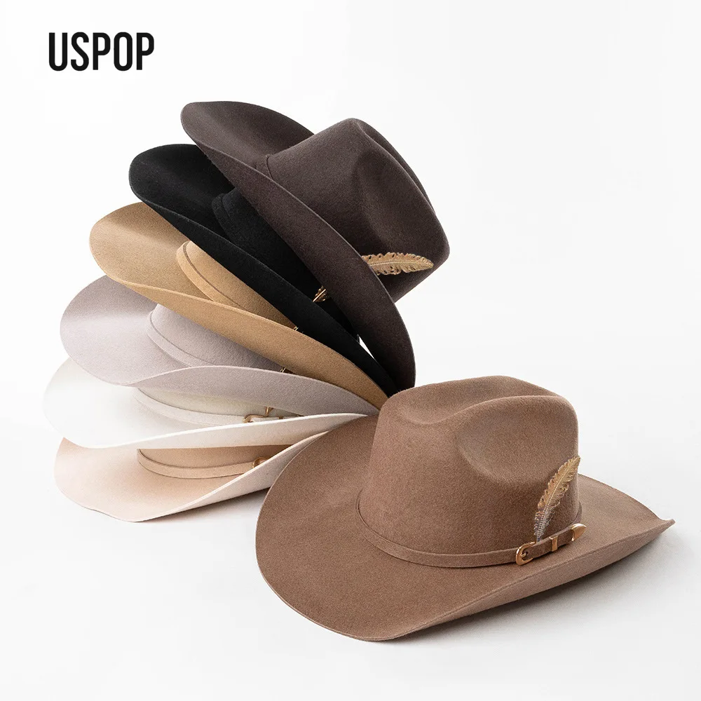 USPOP Unisex Wool Felt Cowboy Hat with Metal Leaf Tie Western Style Wide Brim Outdoor Fedora M–XL Sizes
USPOP Unisex Wool Felt Cowboy Hat with Metal Leaf Tie Western Style Wide Brim Outdoor Fedora M–XL Sizes