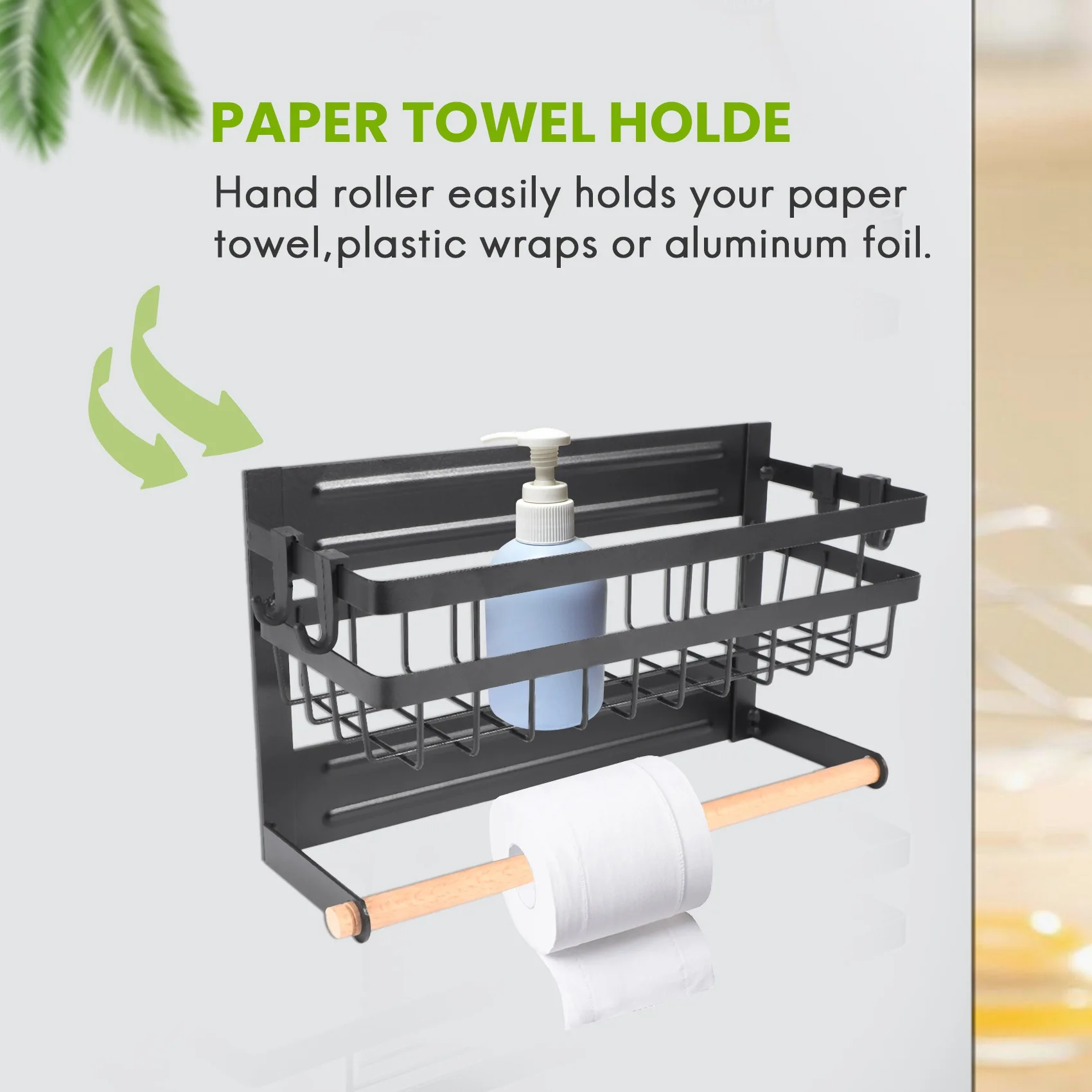 Magnetic Fridge Rack 5kg Capacity - Paper Towel Holder & Spice Shelf with 4 Side Hooks, Metal Kitchen Organizer
Magnetic Fridge Rack 5kg Capacity - Paper Towel Holder & Spice Shelf with 4 Side Hooks, Metal Kitchen Organizer