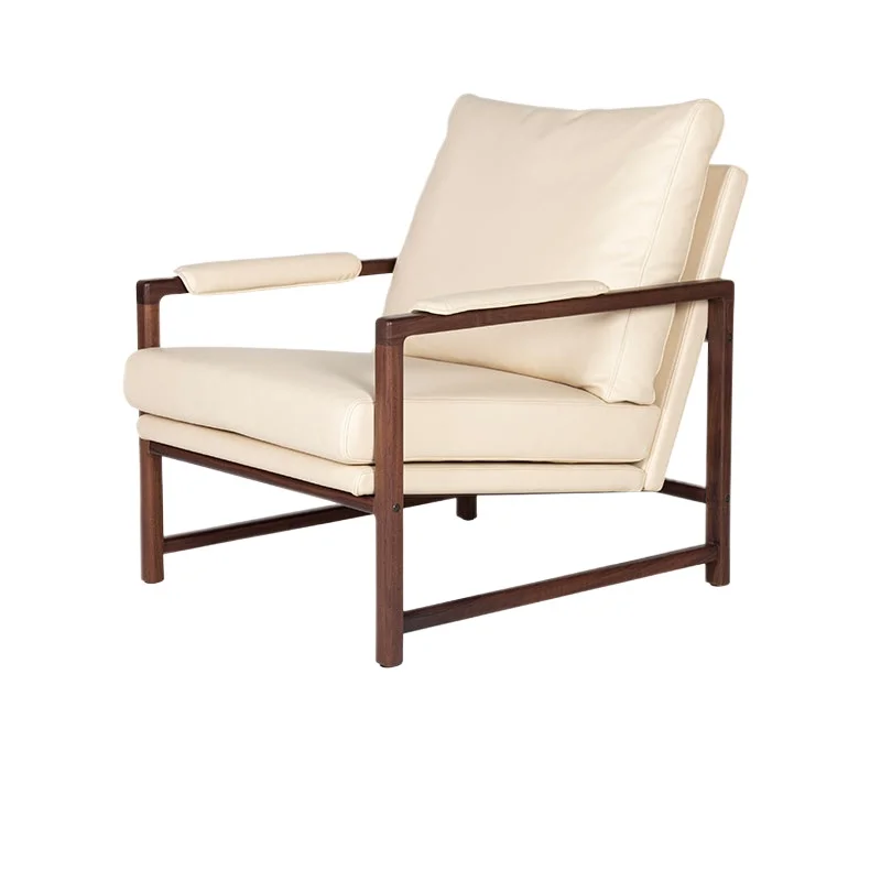 Solid wood single sofa chair white modern simple living room chair backrest black walnut balcony leisure chair
Solid wood single sofa chair white modern simple living room chair backrest black walnut balcony leisure chair