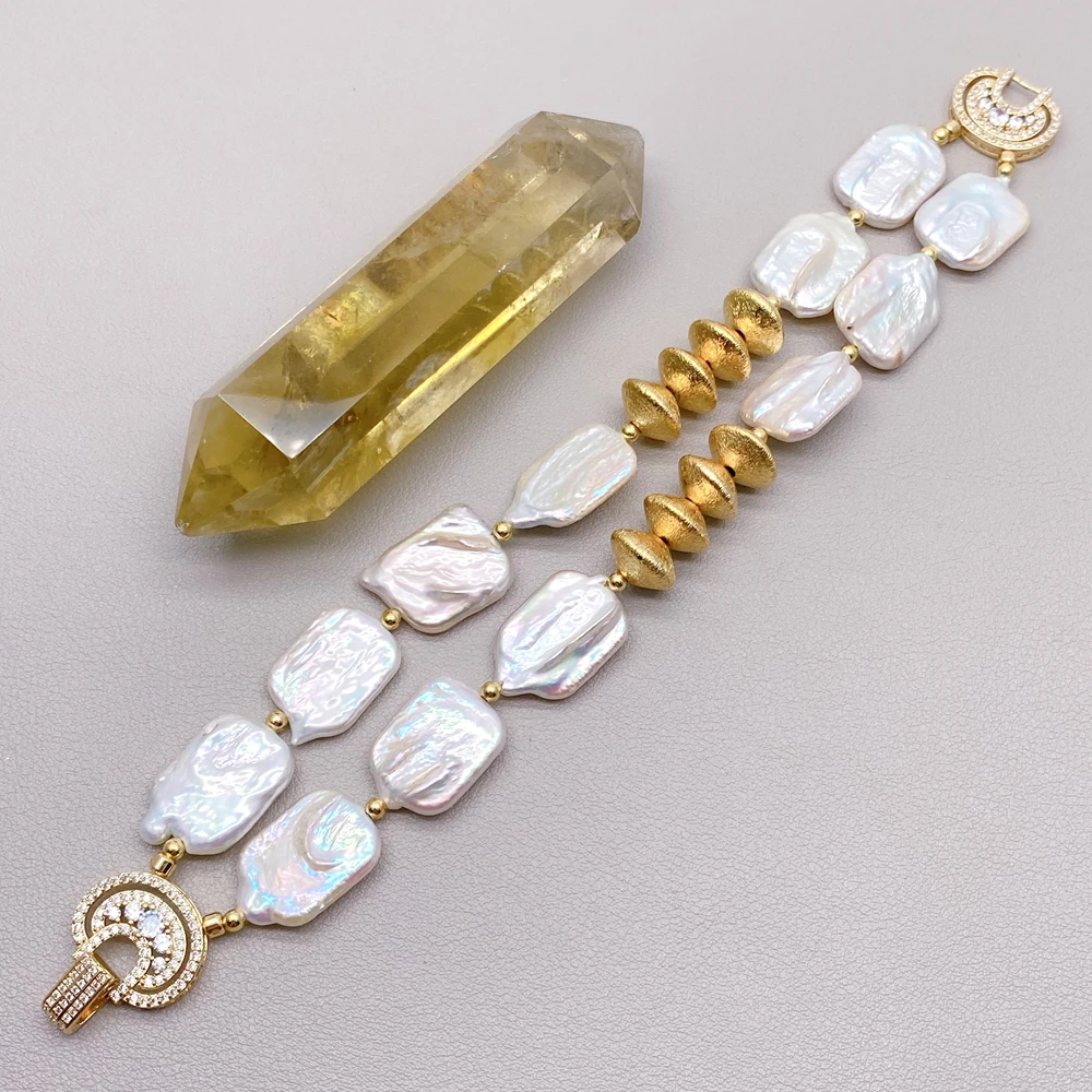 Элегантный браслет YYGEM из пресноводного жемчуга с матовыми латунными бусинами для женщин – идеальный модный аксессуар, подарок для нее
Элегантный браслет YYGEM из пресноводного жемчуга с матовыми латунными бусинами для женщин – идеальный модный аксессуар, подарок для нее