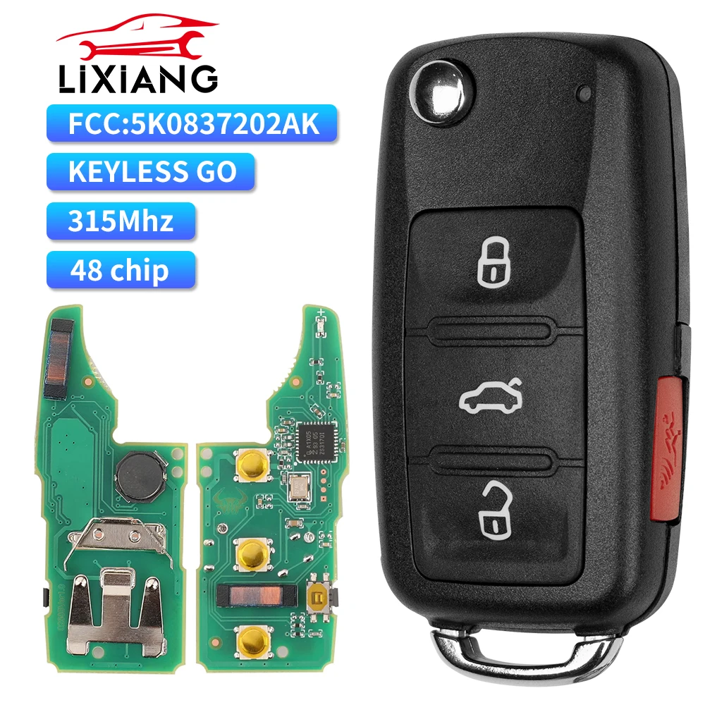 LIXIANG 3+1 Button Keyless-go Remote Car Key ID48 Chip 315Mhz for Volkswagen Passat CC Jetta Golf Beetle NBG010206T 5K0837202AK
LIXIANG 3+1 Button Keyless-go Remote Car Key ID48 Chip 315Mhz for Volkswagen Passat CC Jetta Golf Beetle NBG010206T 5K0837202AK