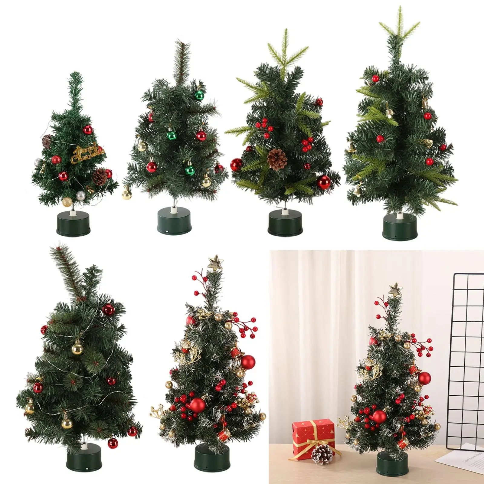 Предварительно освещенная настольная искусственная рождественская елка Рождественский декор для настольного стола
Предварительно освещенная настольная искусственная рождественская елка Рождественский декор для настольного стола