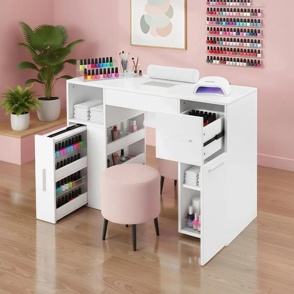 Durable Acrylic-Resistant Manicure Desk with Storage Cabinet and Wrist Rest for Nail Technicians
Durable Acrylic-Resistant Manicure Desk with Storage Cabinet and Wrist Rest for Nail Technicians
