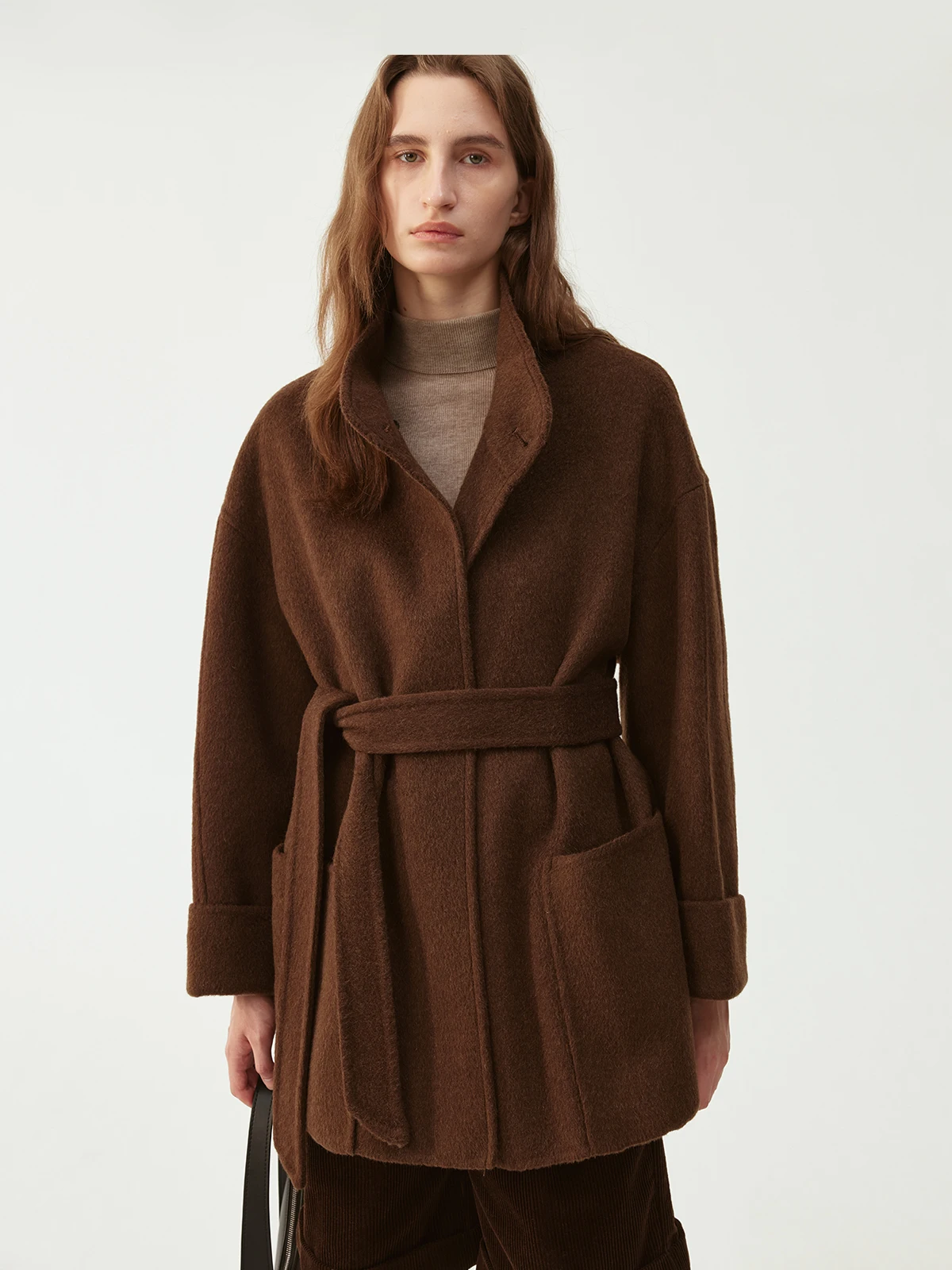 Double-Sided Woolen Blend Mid-Length Coat Stand Collar Women's Outerwear Blank Label Simple Sle Button ket Long Sve
Double-Sided Woolen Blend Mid-Length Coat Stand Collar Women's Outerwear Blank Label Simple Sle Button ket Long Sve