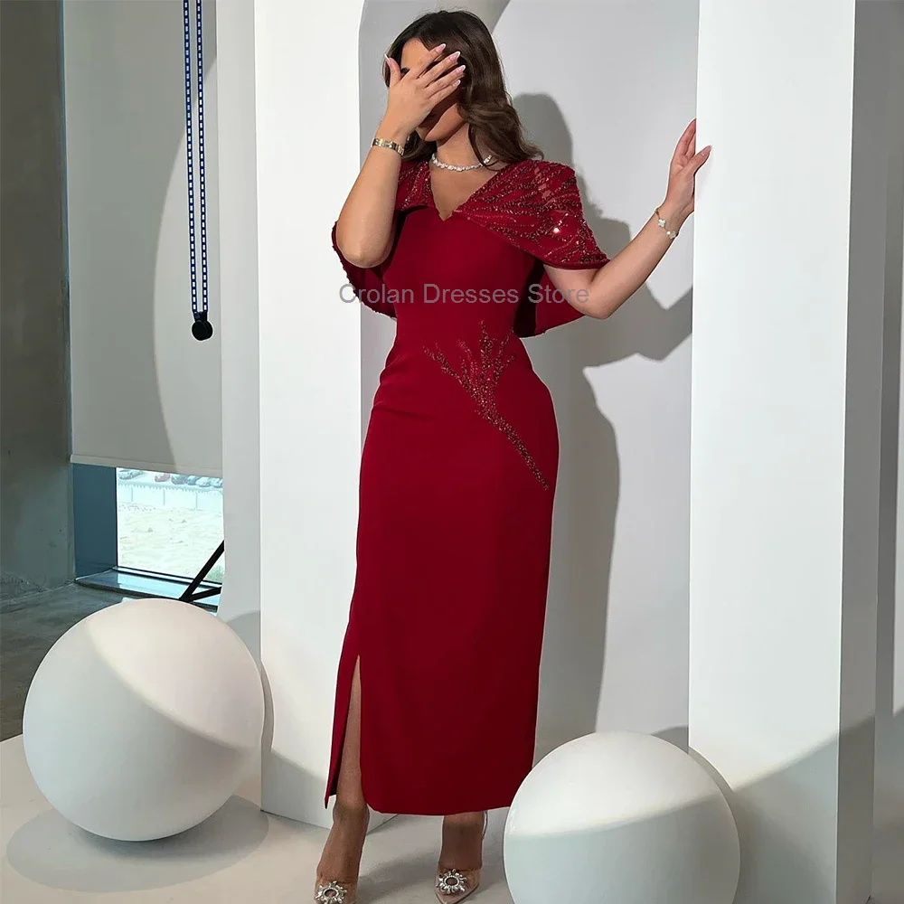 Saudi Arabia Sequined jersey Evening Dress with Side Slit Ankle Length Straight Party Prom Gowns V-neck Formal Occasion Dresses
Saudi Arabia Sequined jersey Evening Dress with Side Slit Ankle Length Straight Party Prom Gowns V-neck Formal Occasion Dresses