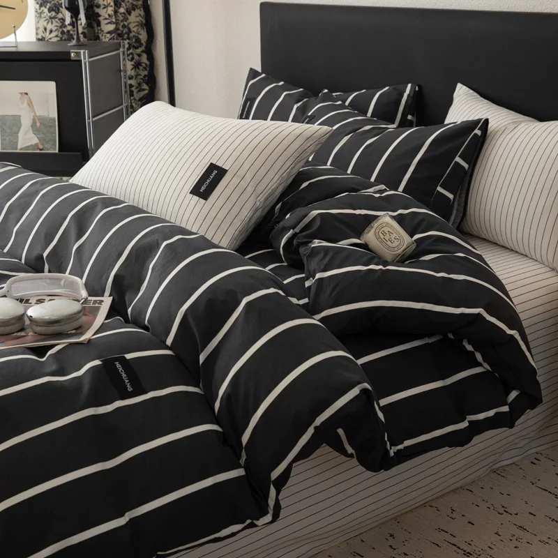 Pure Cotton Black White Striped Bedding Sets Luxury Ultra Soft Skin Friendly Bedsheet Kit Single Double Bedclothes for Summer
Pure Cotton Black White Striped Bedding Sets Luxury Ultra Soft Skin Friendly Bedsheet Kit Single Double Bedclothes for Summer