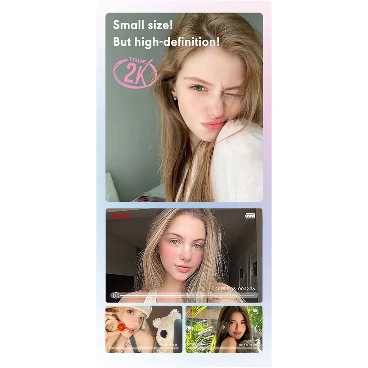 Портативная HD-камера Lucky Mini для детей, студентов, вечеринок, активного отдыха, карманная селфи-камера, видеокамера 2K для фото- и видеосъемки
Портативная HD-камера Lucky Mini для детей, студентов, вечеринок, активного отдыха, карманная селфи-камера, видеокамера 2K для фото- и видеосъемки