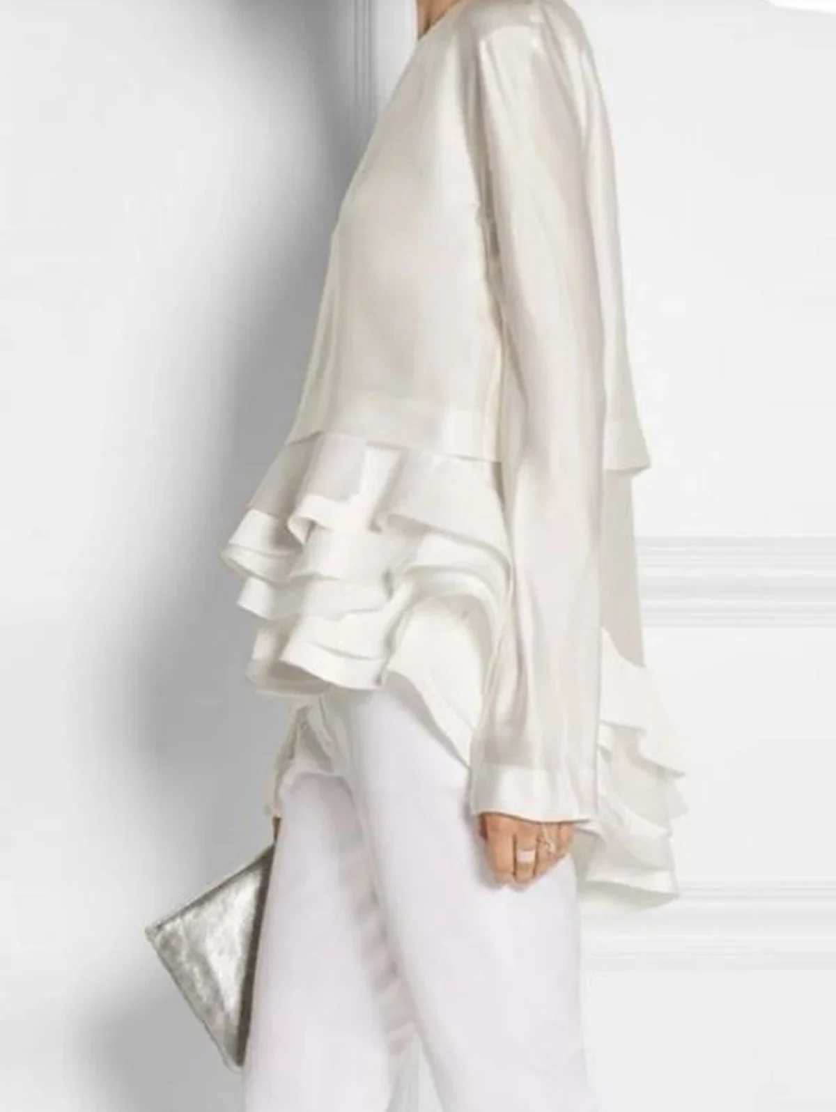 Plus Size Women‘s Shirt Ruffle Elegant Solid Flare Sleeve Ruffle Layered Hem Shirt Office Lady Autumn O-Neck Blouse Spring 2024
Plus Size Women‘s Shirt Ruffle Elegant Solid Flare Sleeve Ruffle Layered Hem Shirt Office Lady Autumn O-Neck Blouse Spring 2024