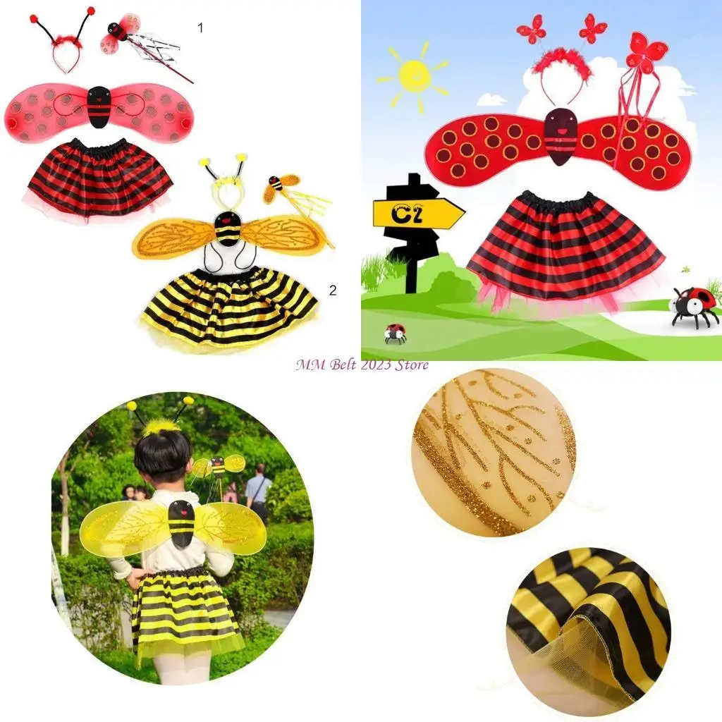 49ME 4 шт./компл. детский костюм феи, комплект божьей коровки, пчелы, блестящие милые крылья, полосатый многослойный Ту
49ME 4 шт./компл. детский костюм феи, комплект божьей коровки, пчелы, блестящие милые крылья, полосатый многослойный Ту