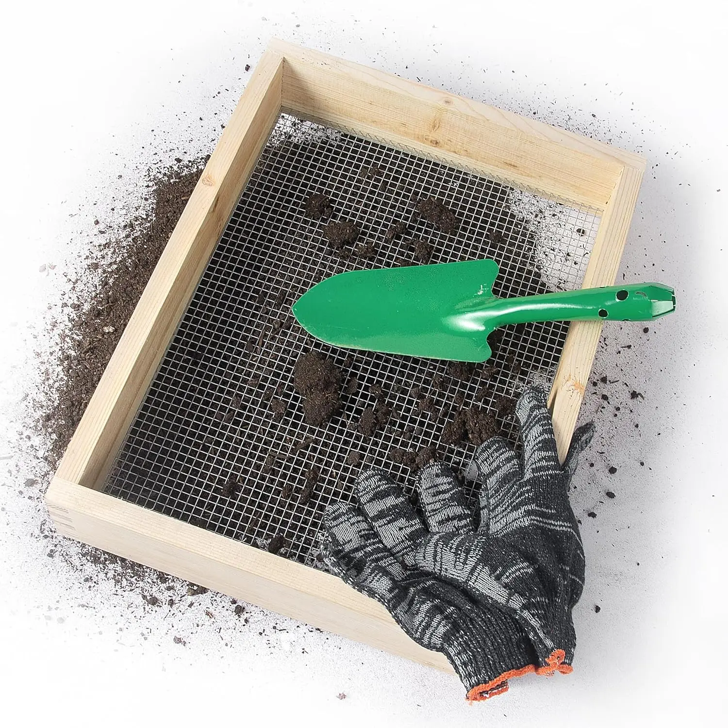 15.74" x 11.81" Soil Sifter with Gloves & Trowel - Steel Wire & Wood Dirt Sieve for Gardening
15.74" x 11.81" Soil Sifter with Gloves & Trowel - Steel Wire & Wood Dirt Sieve for Gardening