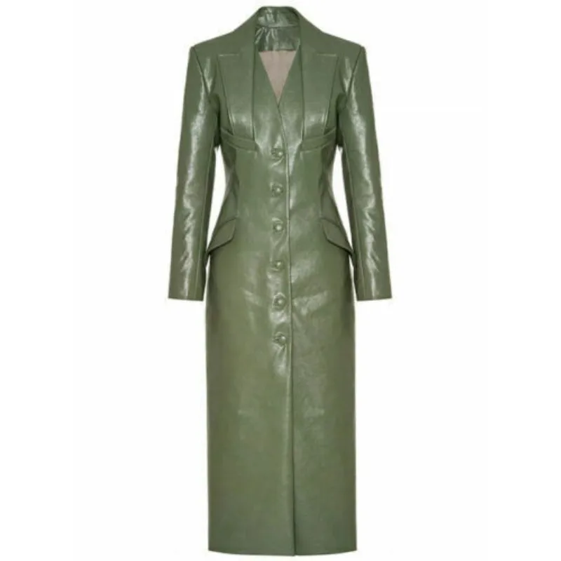 Luxury Women's Green Leather Pure Sheepskin Chelsea Leather Longcoat Fashion Trends
Luxury Women's Green Leather Pure Sheepskin Chelsea Leather Longcoat Fashion Trends