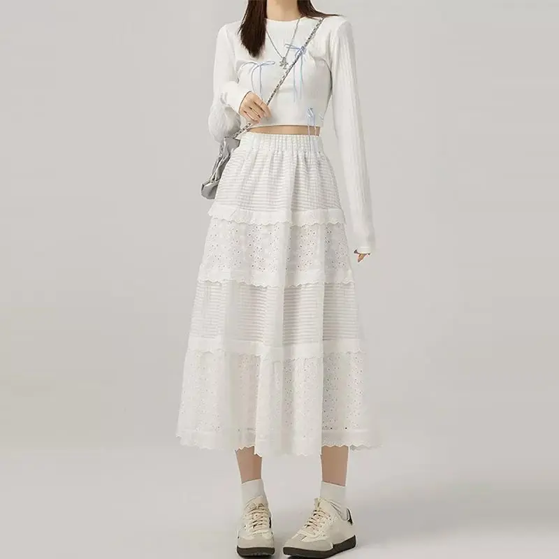 Women’s Lace Midi Skirt White Elastic Waist A Line Cake Skirts Y2k Sweet Style Korean Fashion Clothing Spring Summer
Women’s Lace Midi Skirt White Elastic Waist A Line Cake Skirts Y2k Sweet Style Korean Fashion Clothing Spring Summer