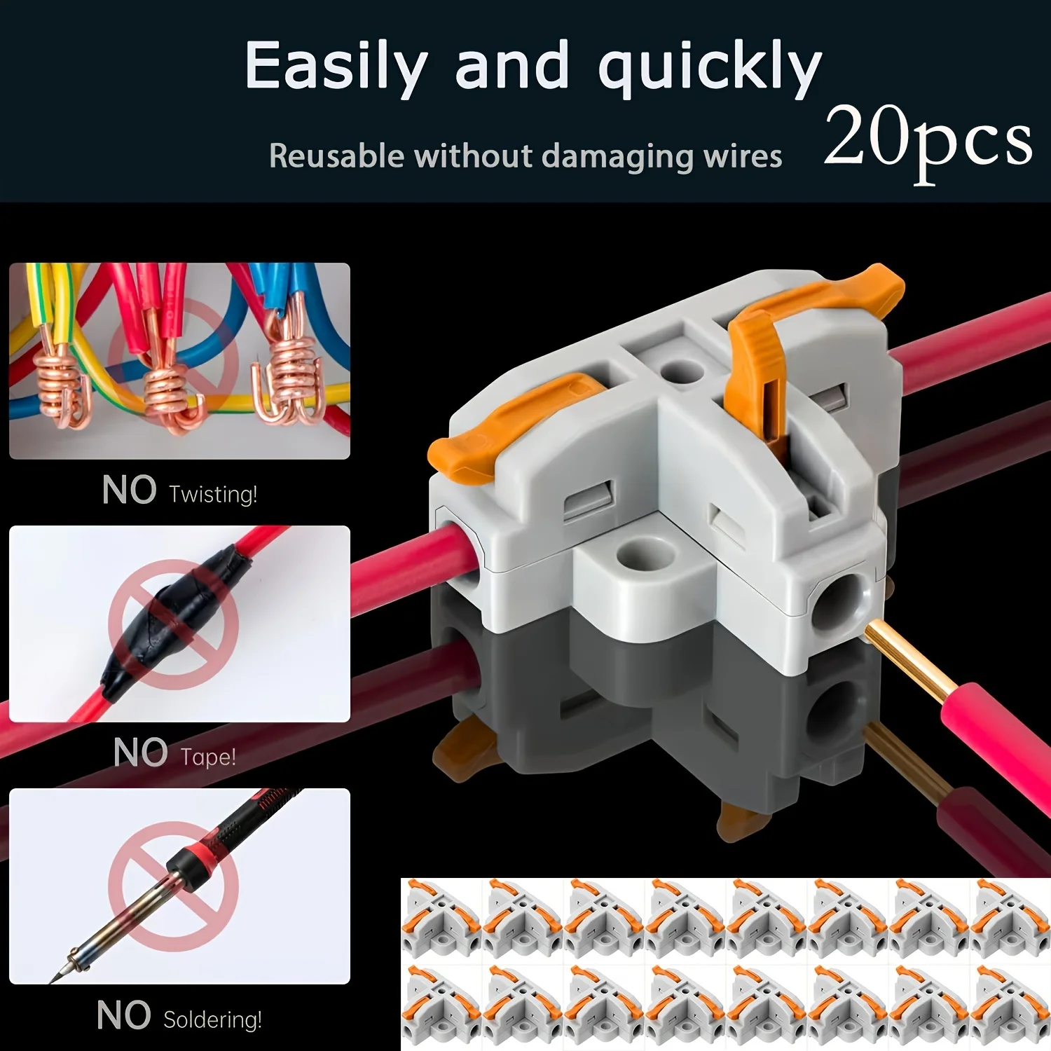 20Pcs 3 Way T-Shape Connectors for Wiring, Quick Wire Splitter Connector for Circuit Inline 24-12 AWG
20Pcs 3 Way T-Shape Connectors for Wiring, Quick Wire Splitter Connector for Circuit Inline 24-12 AWG