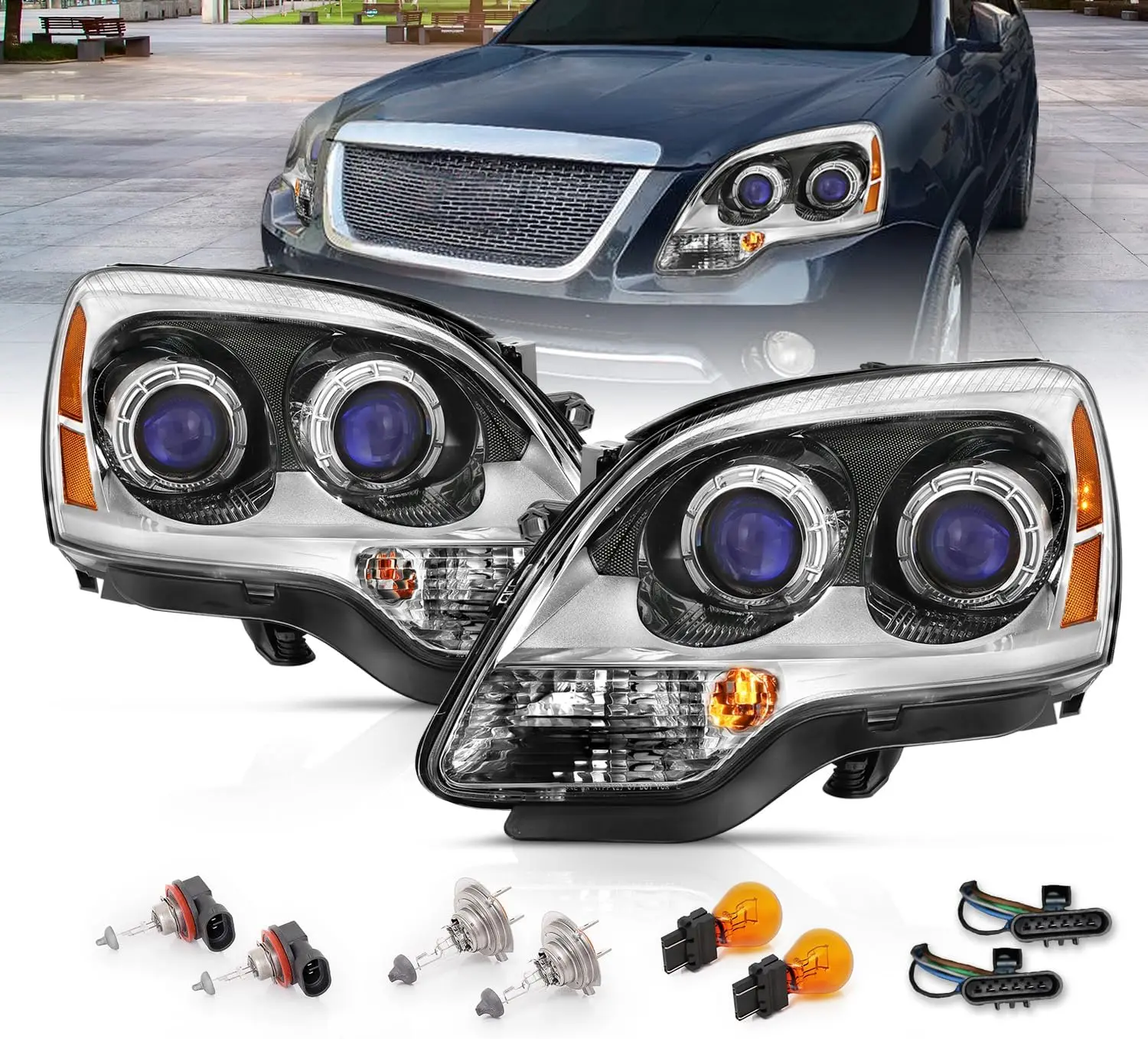 Для 2007-2012 GMC Acadia заводской галогенный тип прозрачный хромированный сменный двойной проектор фары в сборе с парой ламп-драйвер
Для 2007-2012 GMC Acadia заводской галогенный тип прозрачный хромированный сменный двойной проектор фары в сборе с парой ламп-драйвер