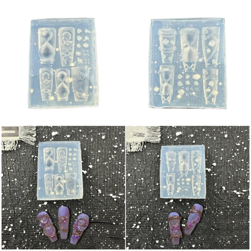 N5KA Многоразовая силиконовая форма для резьбы по ногтям с 3D-дизайном в виде песочных часов в форме розы для профессионального
N5KA Многоразовая силиконовая форма для резьбы по ногтям с 3D-дизайном в виде песочных часов в форме розы для профессионального