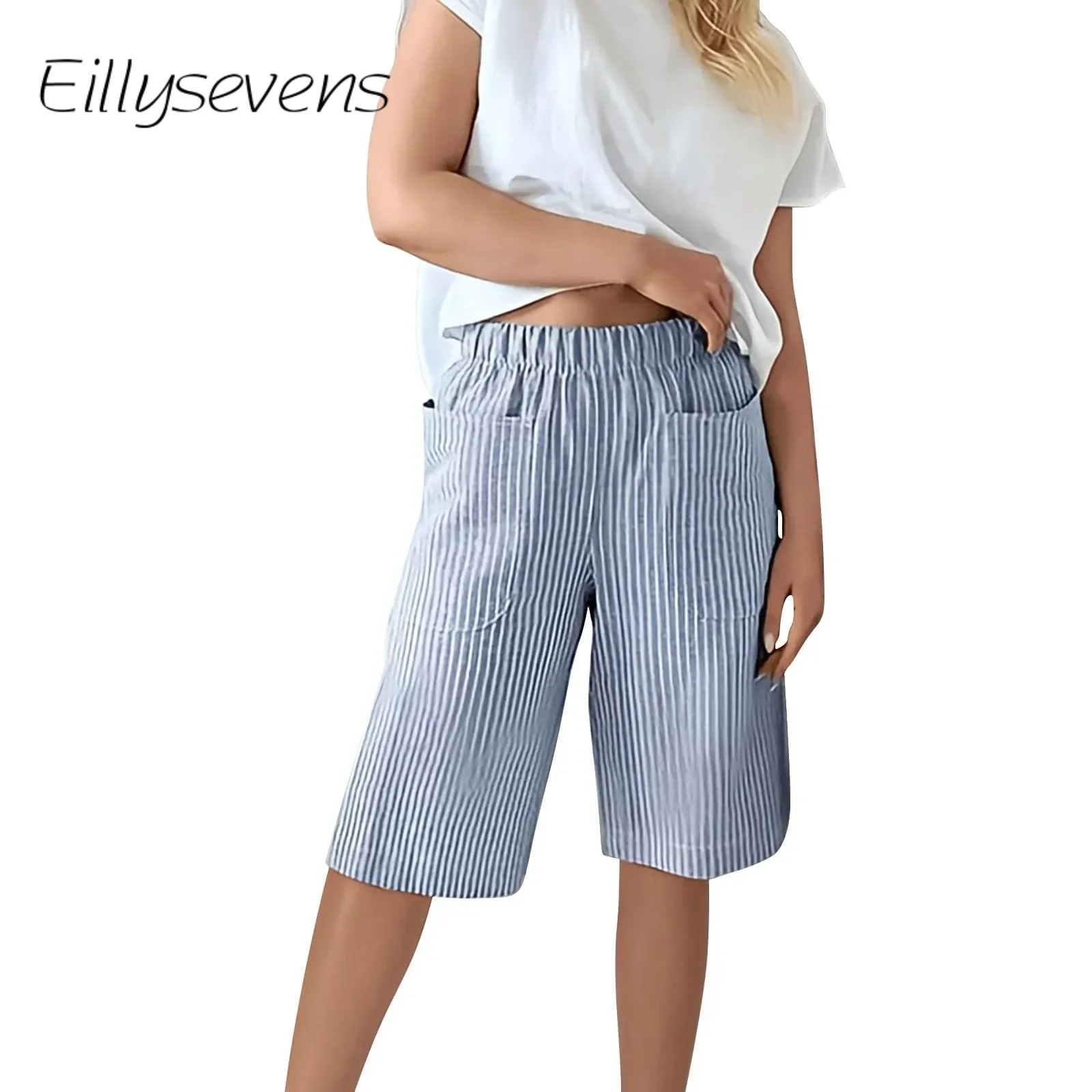 Women'S Half Pants Casual Loose Beach Style Straight Fitted Shorts 2024 Summer New Striped Printed With Front Pockets Half Pants
Women'S Half Pants Casual Loose Beach Style Straight Fitted Shorts 2024 Summer New Striped Printed With Front Pockets Half Pants