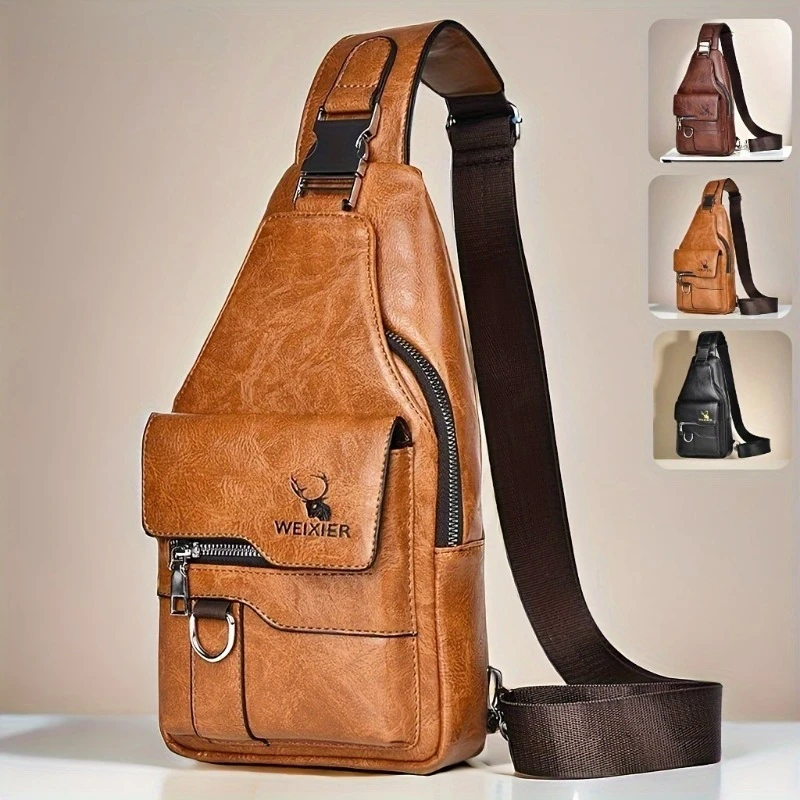 Stylish Unisex Leather Sling Chest Bag, Large Capacity Water Resistant Vintage Crossbody Shoulder Bags for Men's Casual Travel
Stylish Unisex Leather Sling Chest Bag, Large Capacity Water Resistant Vintage Crossbody Shoulder Bags for Men's Casual Travel