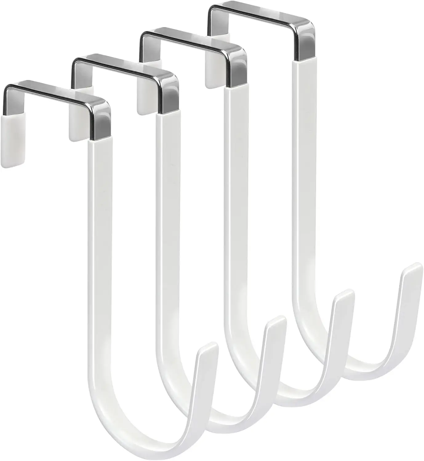 Over Door Hooks 4 Pack, Heavy Duty Rubber Coated Hangers for Clothes, Towels, Hats, Bags, White
Over Door Hooks 4 Pack, Heavy Duty Rubber Coated Hangers for Clothes, Towels, Hats, Bags, White