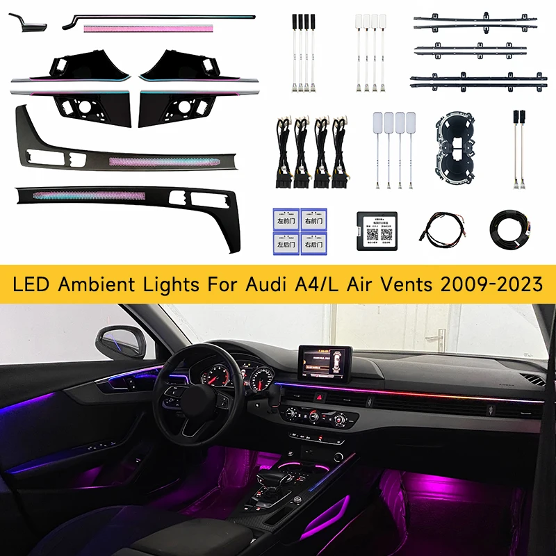 LED Ambient Lights For Audi A4 A4L 2009-2023 Models 64 Colors Rainbow Atmosphere Lamps APP/ Car Play/Car Radio Control
LED Ambient Lights For Audi A4 A4L 2009-2023 Models 64 Colors Rainbow Atmosphere Lamps APP/ Car Play/Car Radio Control
