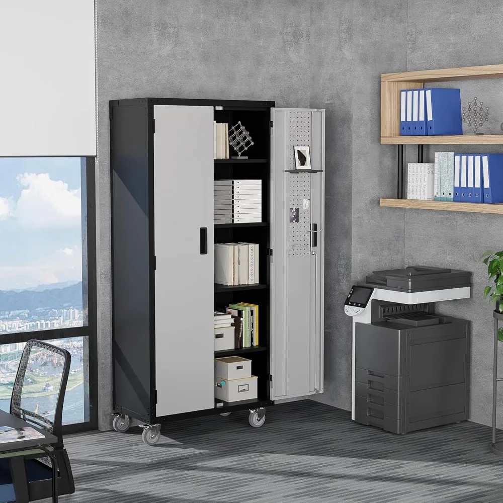 Silver 72'' Tall Garage Storage Cabinet with Pegboards / Adjustable Shelves New
Silver 72'' Tall Garage Storage Cabinet with Pegboards / Adjustable Shelves New