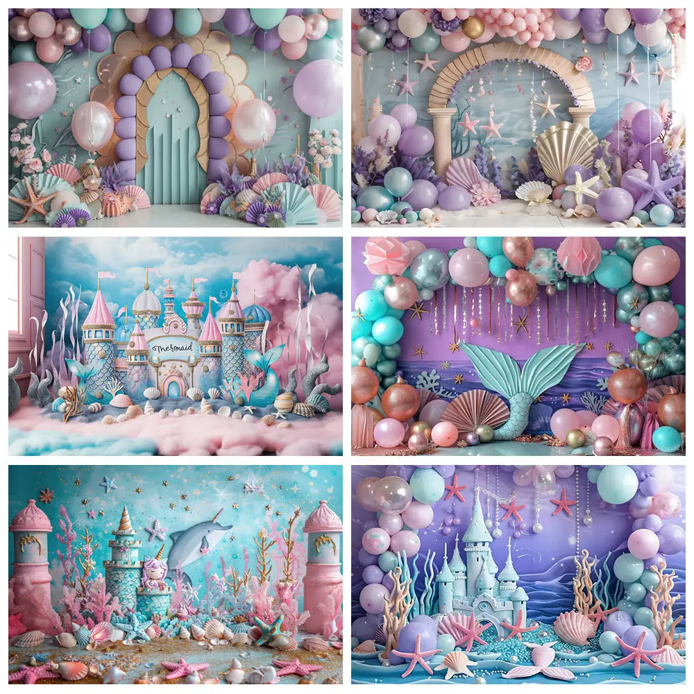 Mermaid Theme Backdrop For Photography Balloon Underwater World Shell Castle Princess Girl Birthday Baby Shower Photo Background
Mermaid Theme Backdrop For Photography Balloon Underwater World Shell Castle Princess Girl Birthday Baby Shower Photo Background